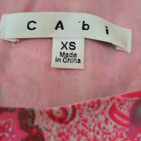 Cabi Pink & Gray Sleevless Zip Up Back Lined‎ Boho Beachy Summer Groovy Top - XS - Picture 3 of 7
